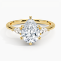 3ct Pear Petite Opera Three Stone Diamond Ring 18K Yellow Gold