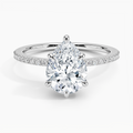 3ct Pear Perfect Fit Half Coverage Hidden Halo Diamond Ring 18K White Gold