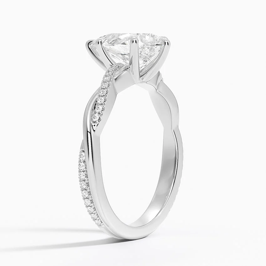 3ct Pear Petite Twisted Vine Diamond Ring 18K White Gold