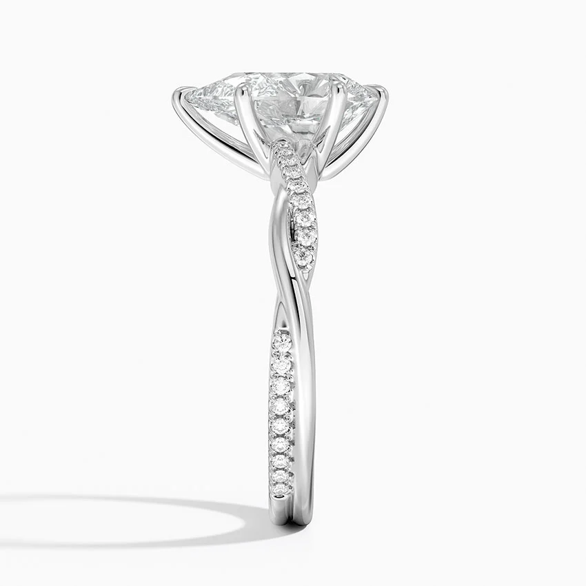 3ct Pear Petite Twisted Vine Diamond Ring 18K White Gold