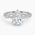 3ct Pear Petite Twisted Vine Diamond Ring 18K White Gold