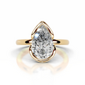 2ct Pear Half Bezel Setting Solitaire Ring 18K Yellow Gold