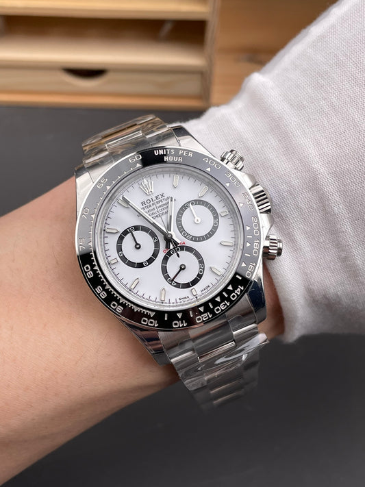 Rolex Daytona White Dial + Black Bezel + Steel Bracelet