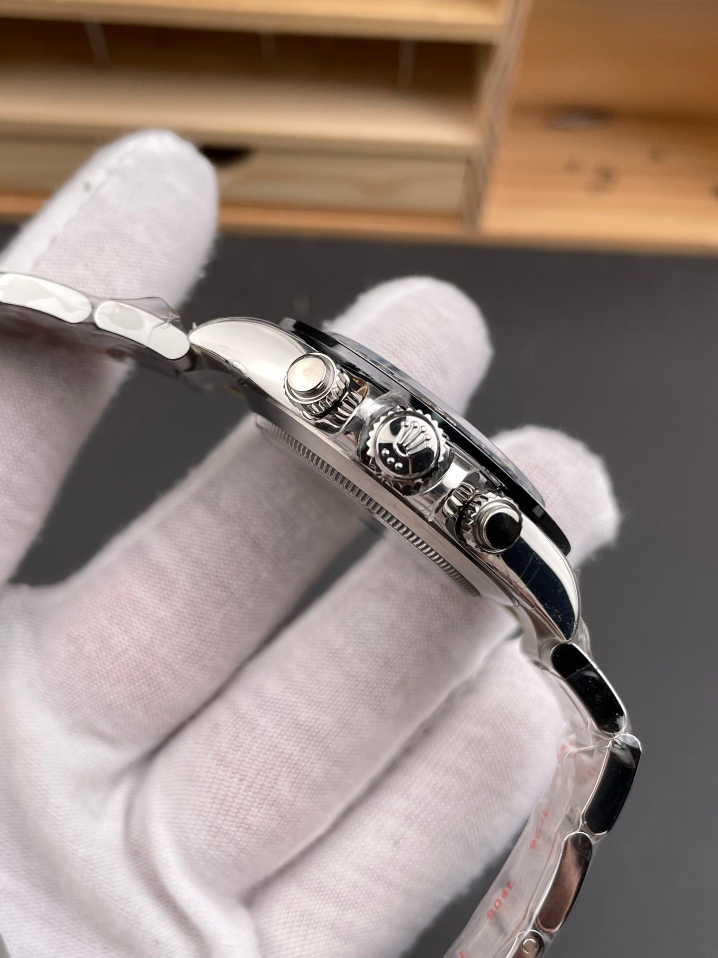 Rolex Daytona Black Dial + White Bezel + Steel Bracelet