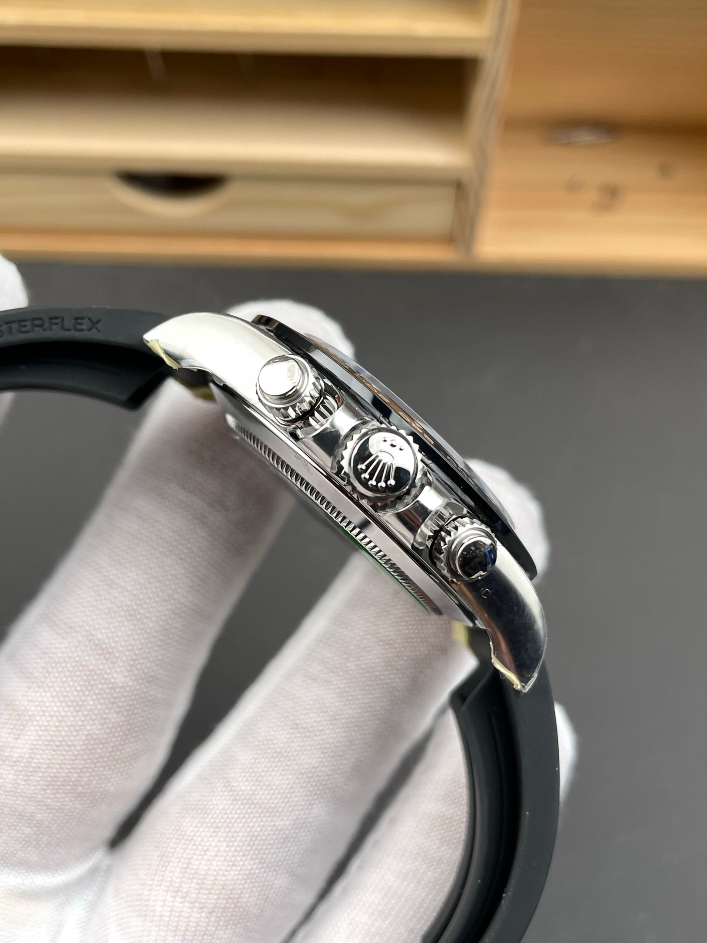 Rolex Daytona Grey Dial + Steel Bezel + Rubber Strap