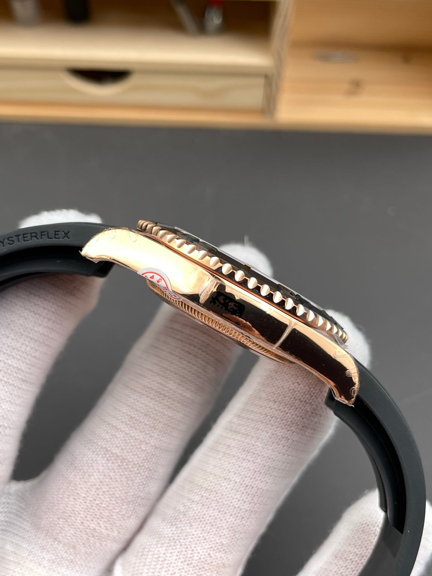 Rolex Yacht-Master Black Dial + Rose Gold Bezel + Rubber Strap