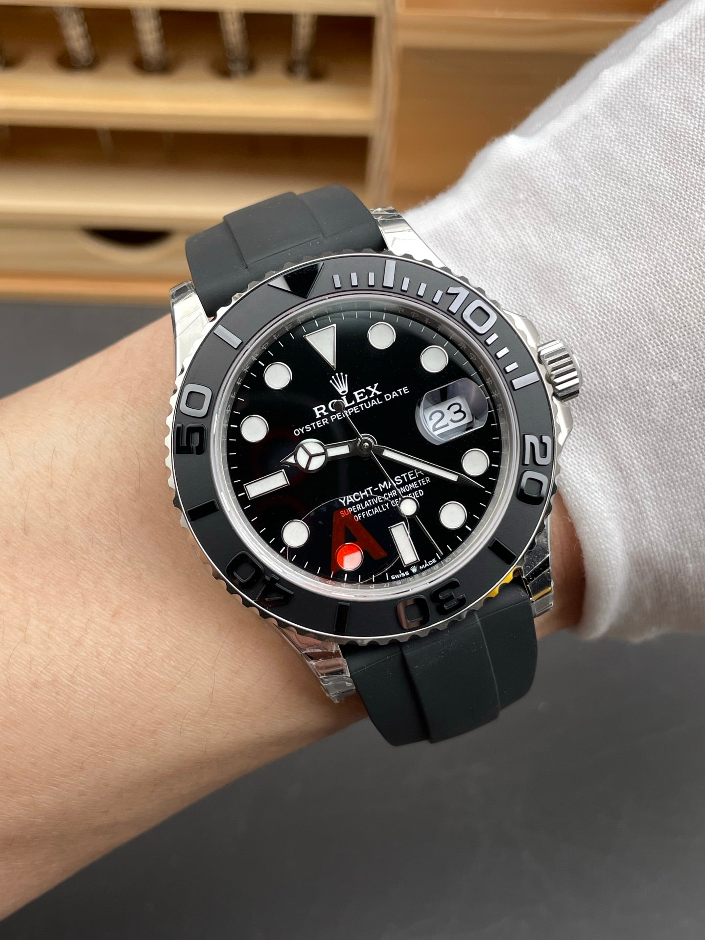 Rolex Yacht-Master Black Dial + Black Bezel + Rubber Strap