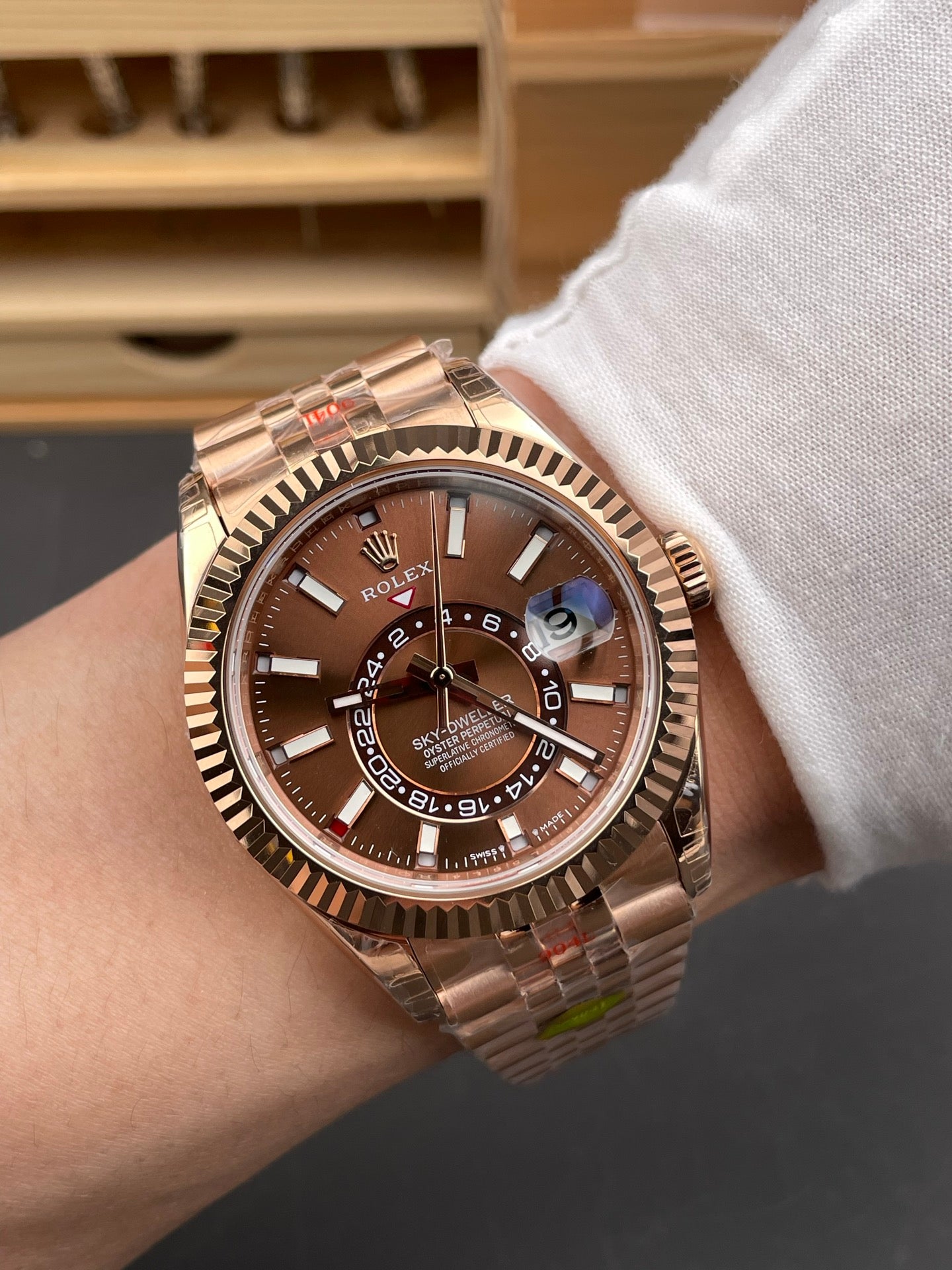 Rolex Sky-Dweller Brown Dial + Rose Gold Bezel + RG Bracelet