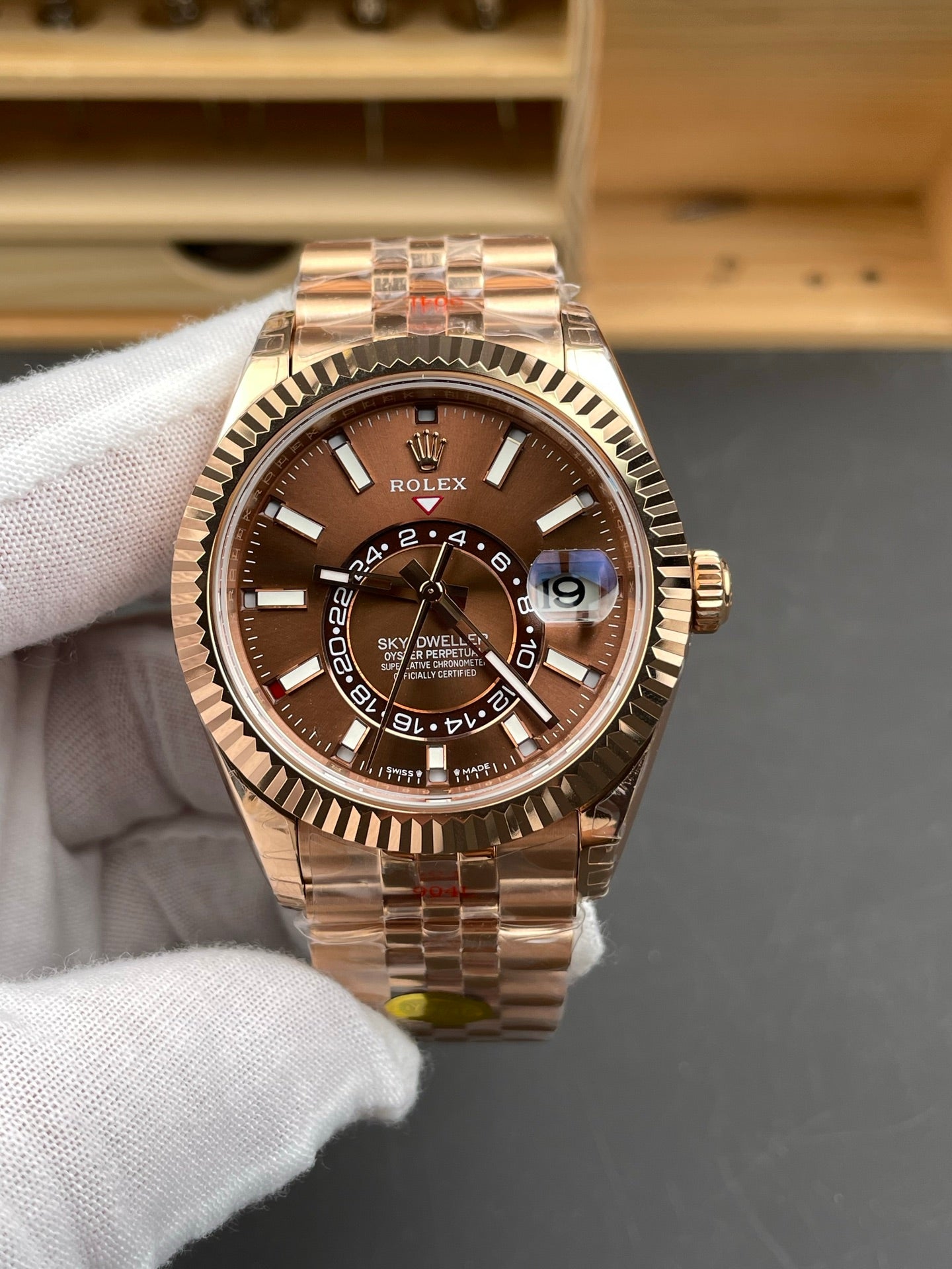 Rolex Sky-Dweller Brown Dial + Rose Gold Bezel + RG Bracelet