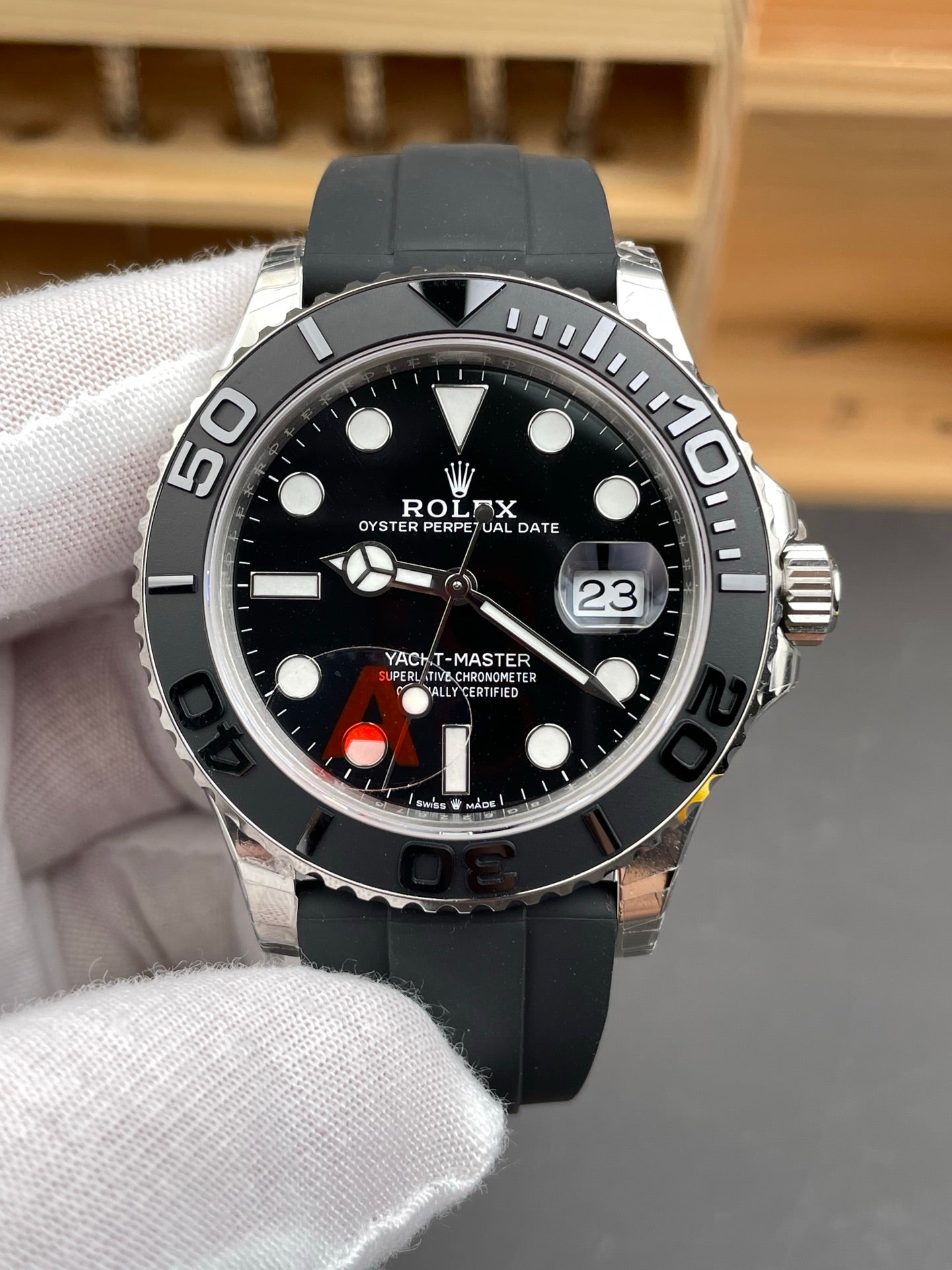 Rolex Yacht-Master Black Dial + Black Bezel + Rubber Strap