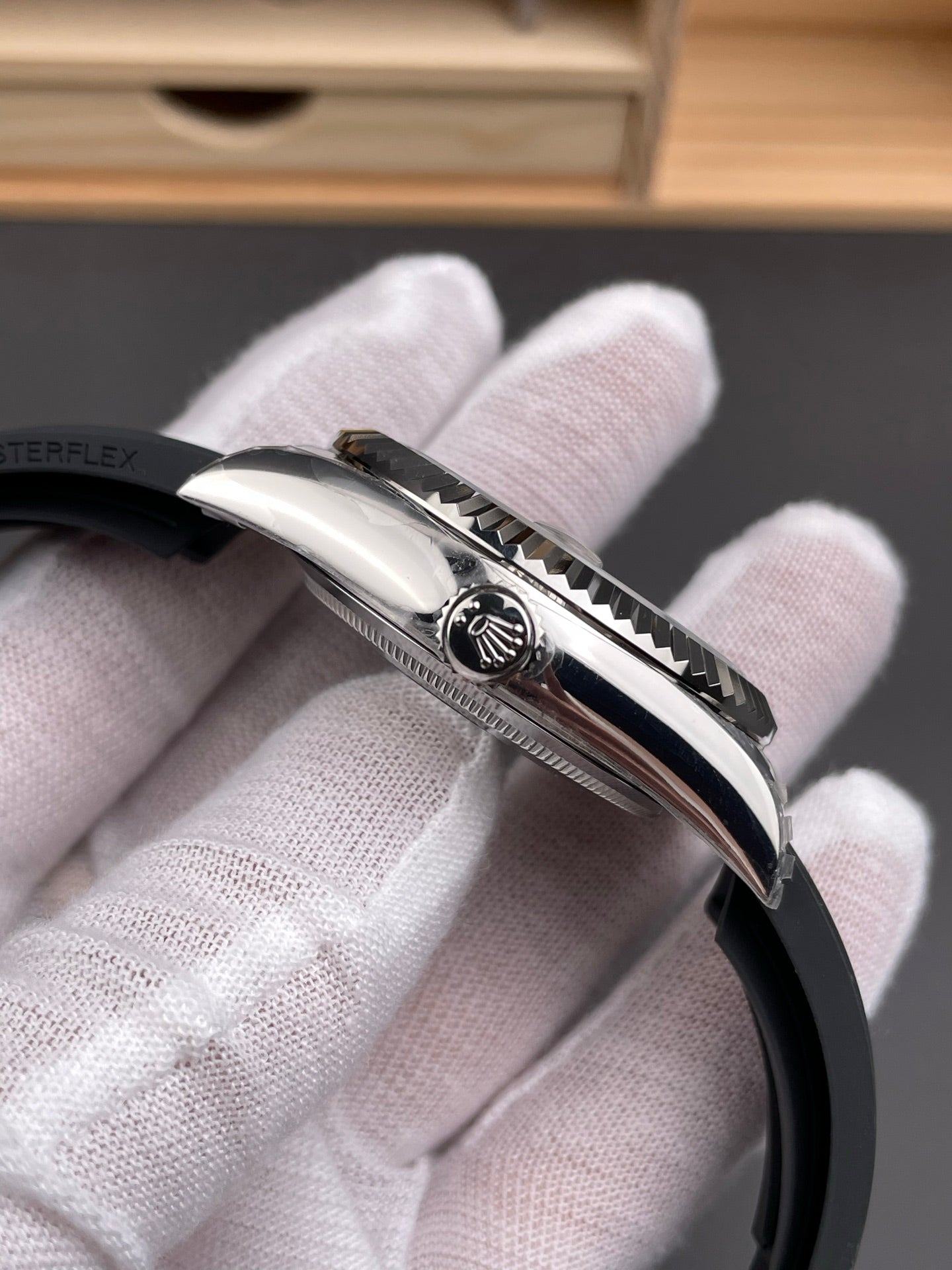 Rolex Sky-Dweller Black Dial + Steel Bezel + Rubber Strap