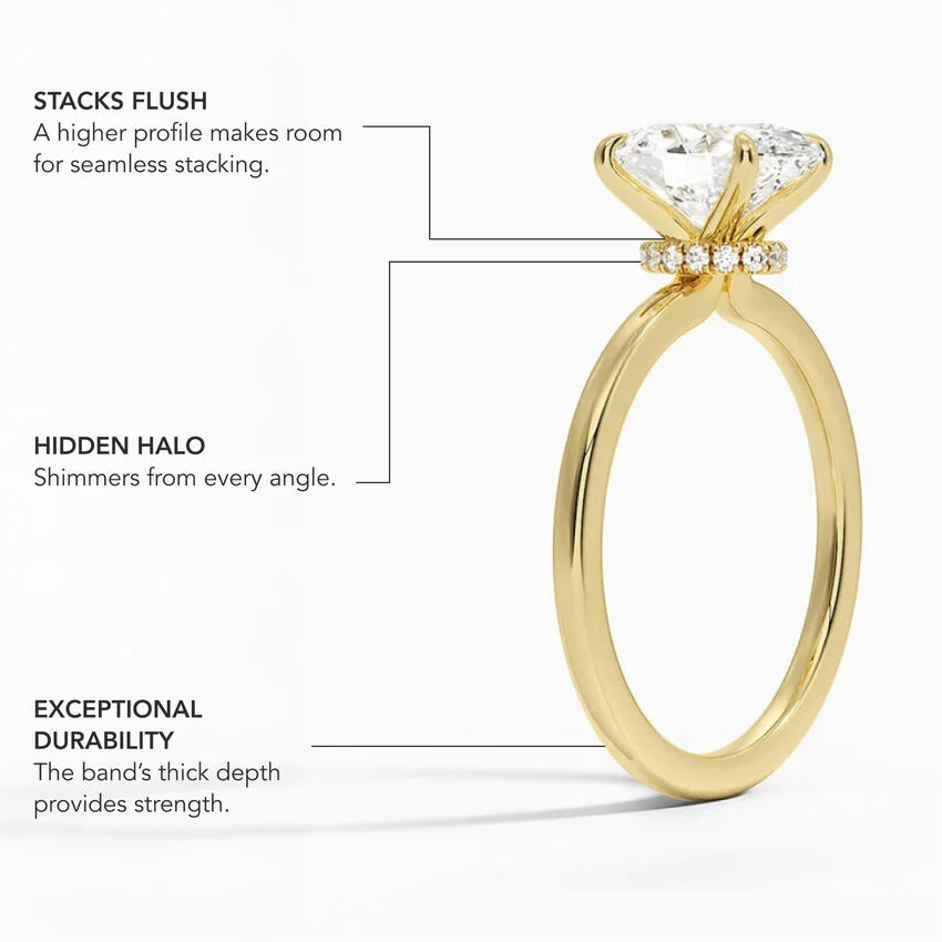 3ct Heart Secret Halo 1.5mm Diamond Ring 18K Yellow Gold