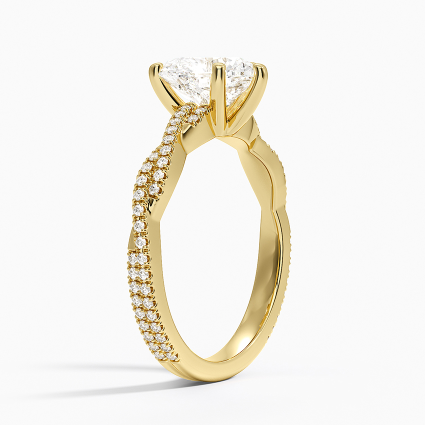 3ct Heart Petite Luxe Twisted Vine Diamond Ring 18K Yellow Gold