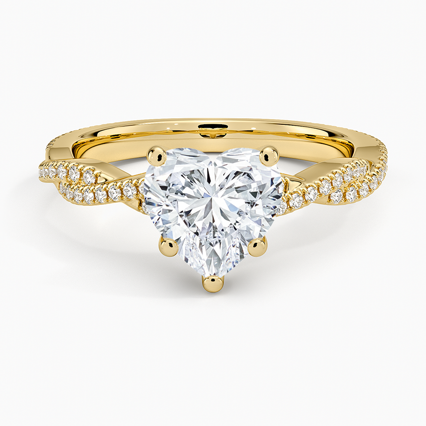3ct Heart Petite Luxe Twisted Vine Diamond Ring 18K Yellow Gold
