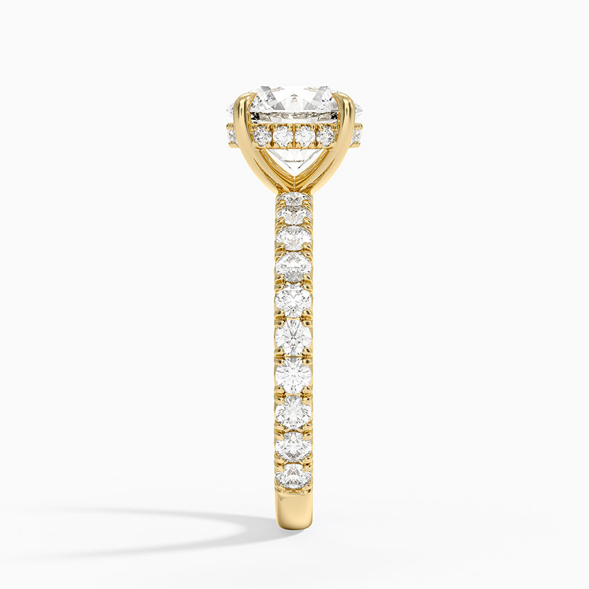 3 ct Round Perfect Fit French Pavé Diamond Ring 18K Yellow Gold