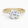 3 ct Round Perfect Fit French Pavé Diamond Ring 18K Yellow Gold