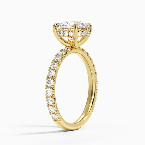 3 ct Round Perfect Fit French Pavé Diamond Ring 18K Yellow Gold