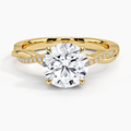 3ct Round Petite Twisted Vine Hidden Halo Pavé Diamond Ring 18K Yellow Gold