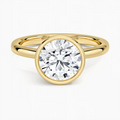 3ct Round Sylvie Perfect Fit Bezel Solitaire Ring 18K Yellow Gold