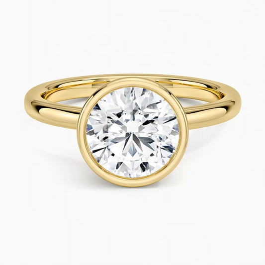 3ct Round Sylvie Perfect Fit Bezel Solitaire Ring 18K Yellow Gold