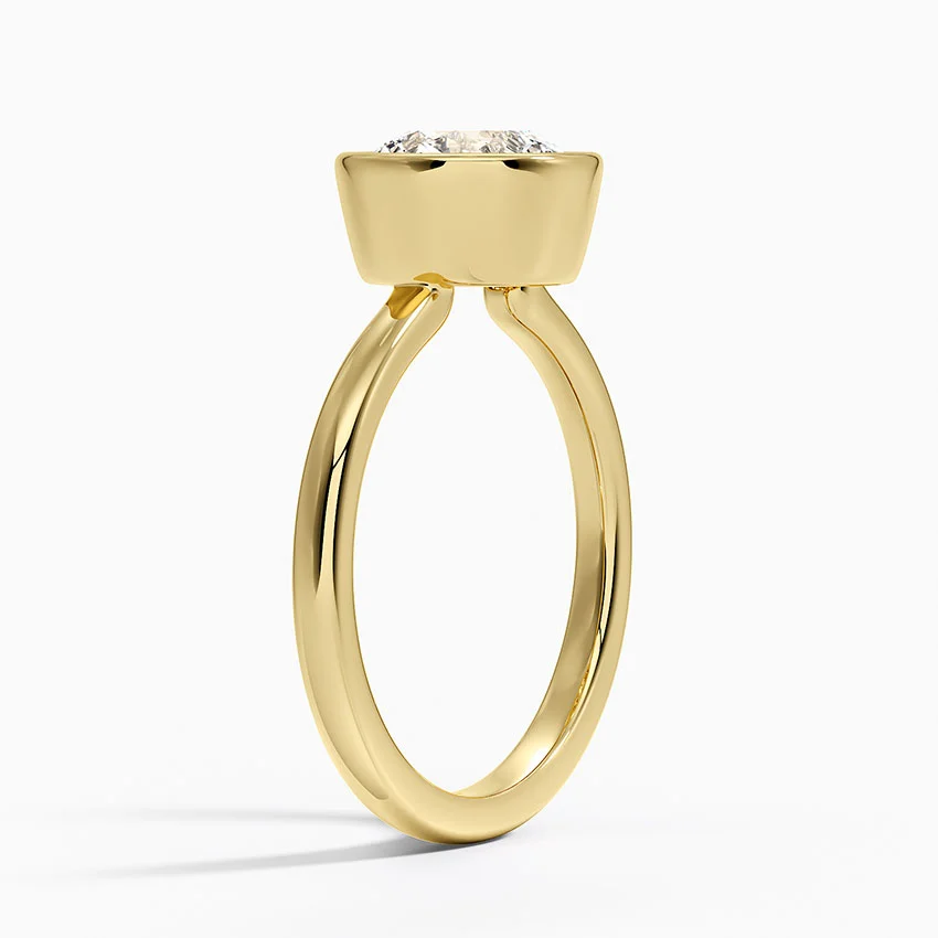 3ct Round Sylvie Perfect Fit Bezel Solitaire Ring 18K Yellow Gold