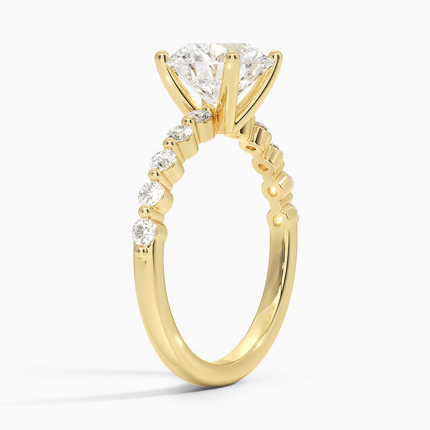 3ct Round Marseille Half Coverage Diamond Ring 18K Yellow Gold