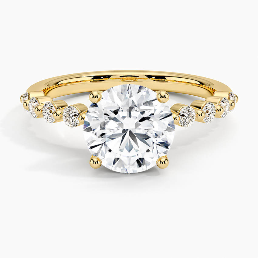 3ct Round Marseille Half Coverage Diamond Ring 18K Yellow Gold