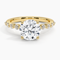 3ct Round Marseille Half Coverage Diamond Ring 18K Yellow Gold