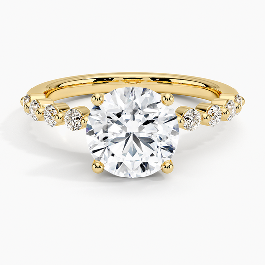 3ct Round Marseille Half Coverage Diamond Ring 18K Yellow Gold