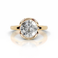 2ct Round Half Bezel Setting Solitaire Ring 18K Yellow Gold