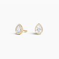 Pear Shaped Lab Diamond Bezel Stud Earrings 14K Yellow Gold