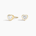 Heart Shaped Lab Diamond Bezel Stud Earrings 14K Yellow Gold