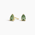 Pacific Green Pear Lab Diamond Stud Earrings 18K Yellow Gold