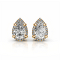 Pear Halo Stud Earrings 14K Yellow Gold