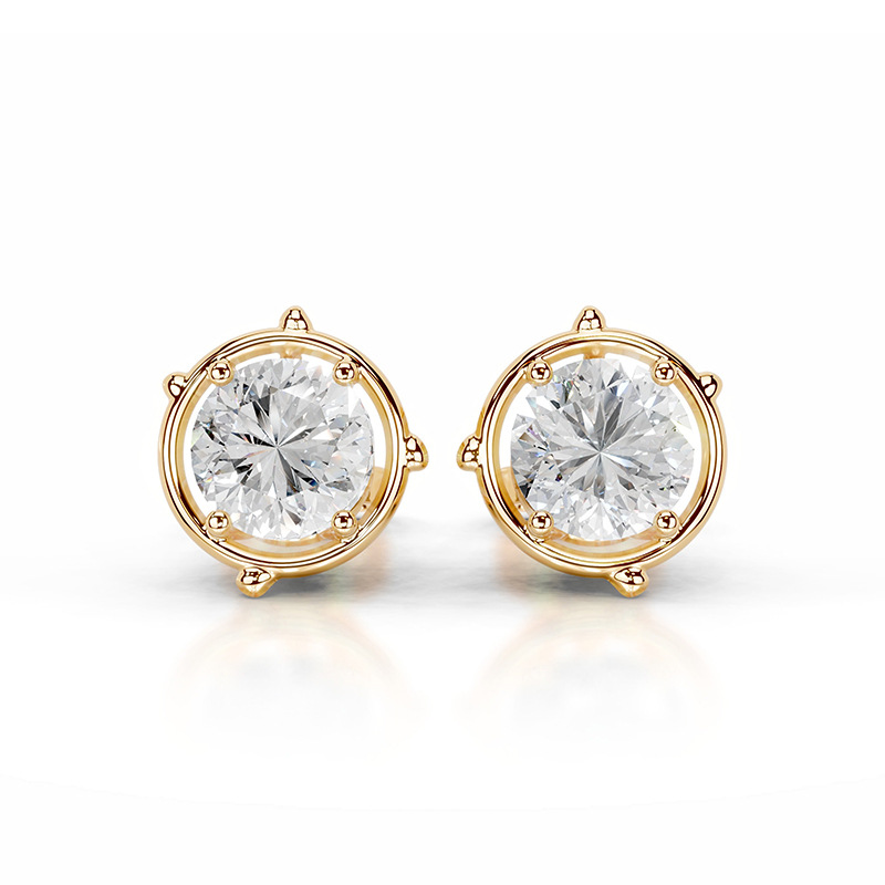 Round Flora Series Earrings 14K Yellow Gold