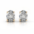 Oval Tulip Collet Earrings 14K Yellow Gold