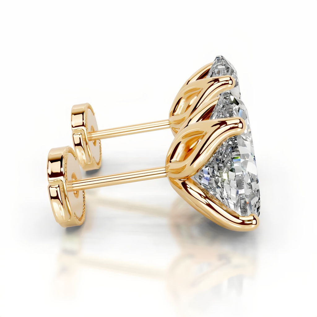 Oval Tulip Collet Earrings 14K Yellow Gold