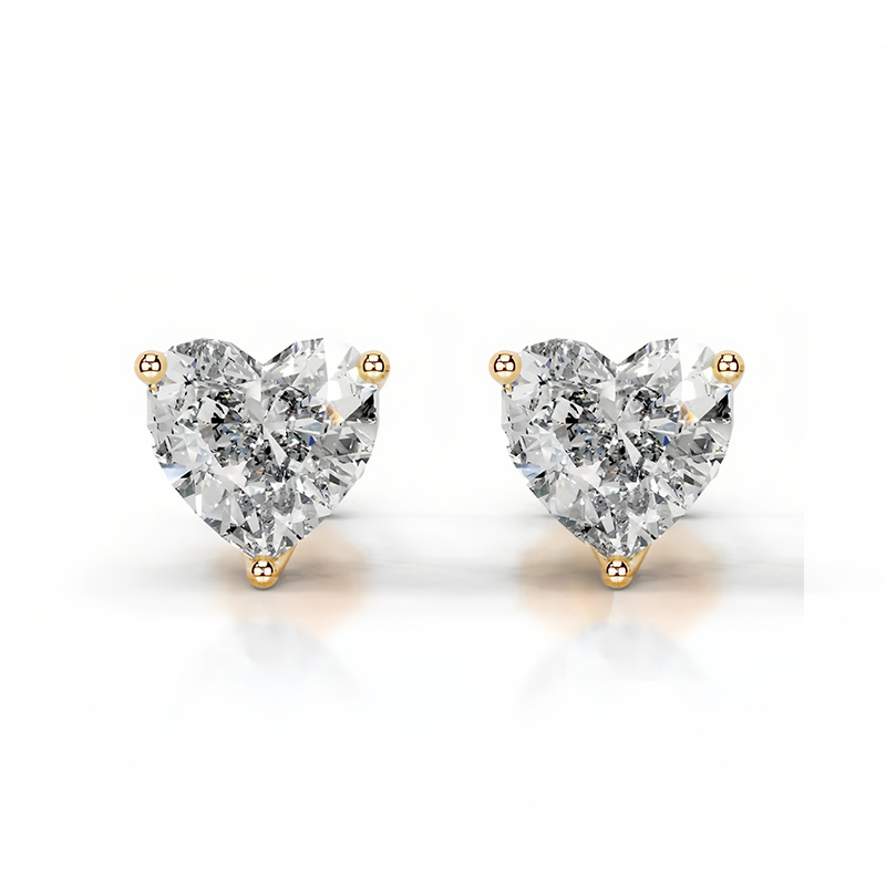 Heart Tulip Collet Earrings 14K Yellow Gold