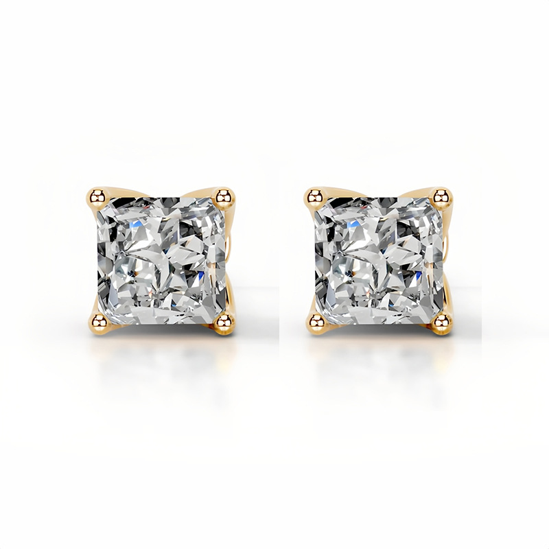 Princess Tulip Collet Earrings 14K Yellow Gold