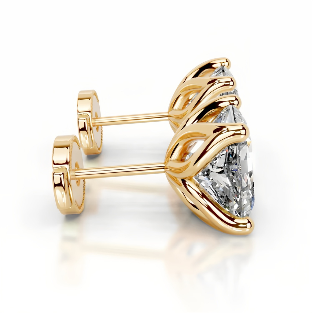Princess Tulip Collet Earrings 14K Yellow Gold