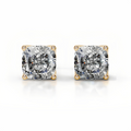 Cushion Tulip Collet Earrings 14K Yellow Gold
