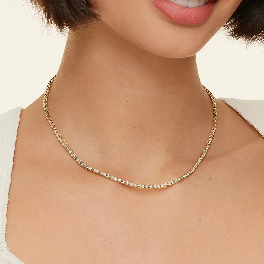 Bezel Lab Diamond Tennis Necklace (3 1/2 ct. tw.) in 14K Yellow Gold