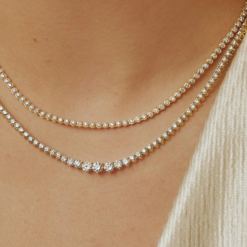 Bezel Lab Diamond Tennis Necklace (3 1/2 ct. tw.) in 14K Yellow Gold