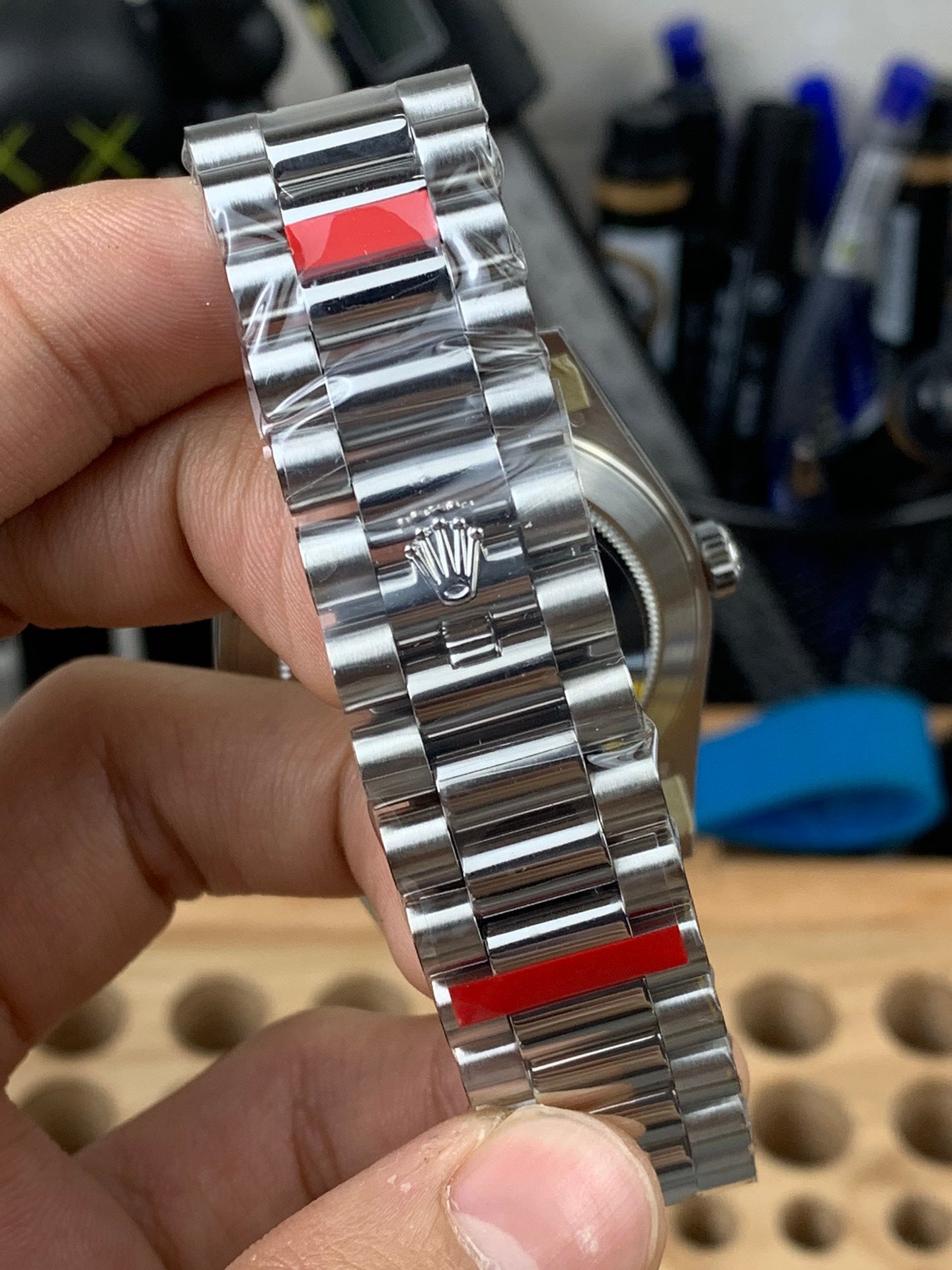 Rolex Day-Date Ice Blue Dial  Roman Markers +Fluted Bezel + President
