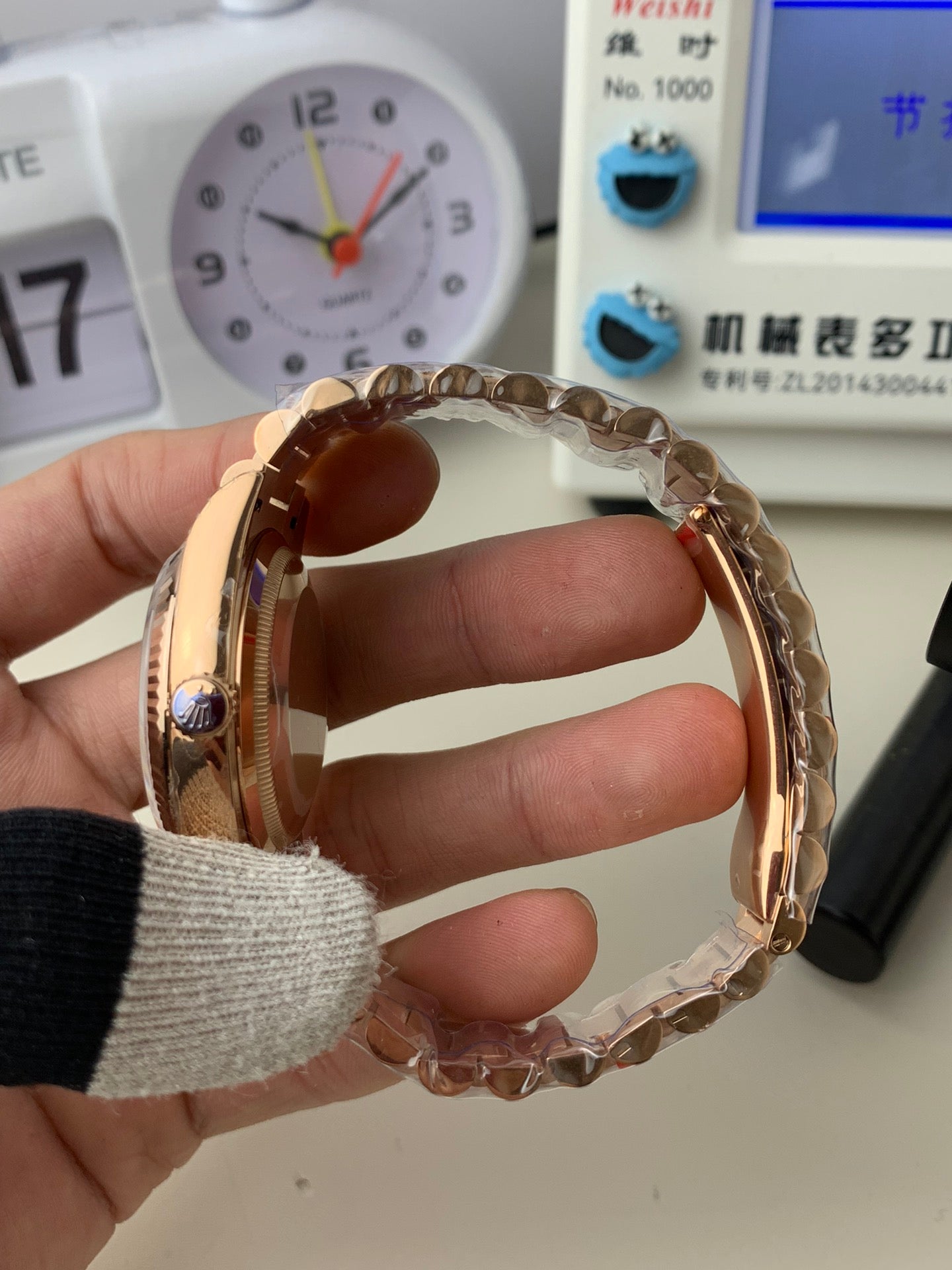 Rolex Day-Date Ice Grown Dial  Diamond Markers + Rose Gold Bezel + President