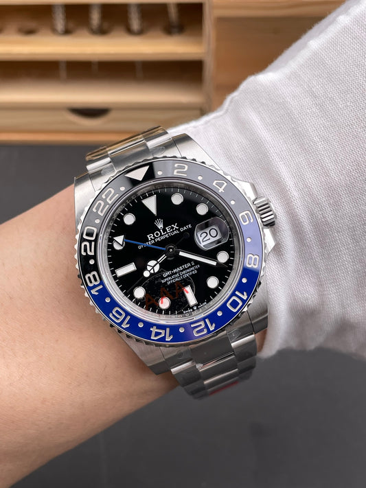 Rolex GMT-Master II Black Dial + Black-Blue Bezel + Steel Bracelet