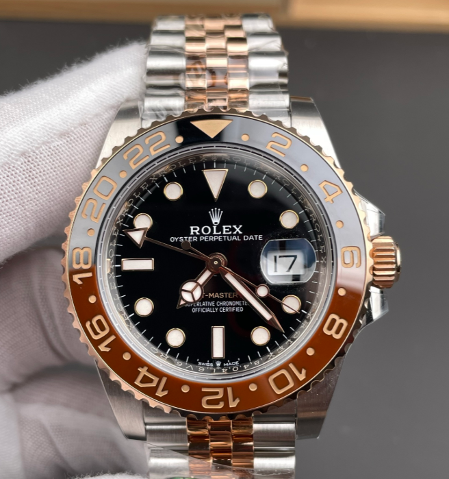 Rolex GMT-Master II Black Dial + Brown-Black Bezel + Two-Tone Bracelet