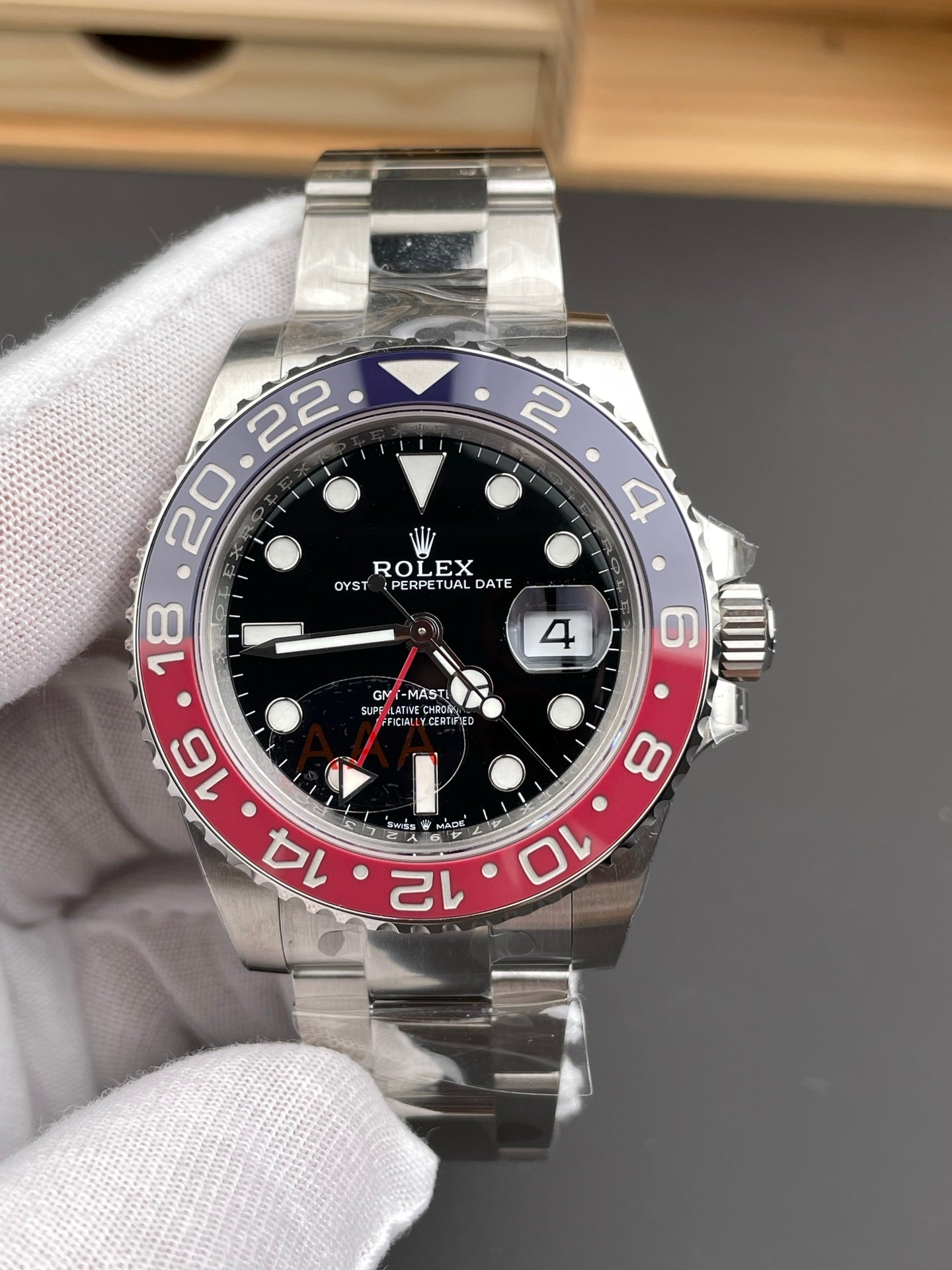 Rolex GMT-Master II Black Dial + Red-Blue Bezel + Steel Bracelet