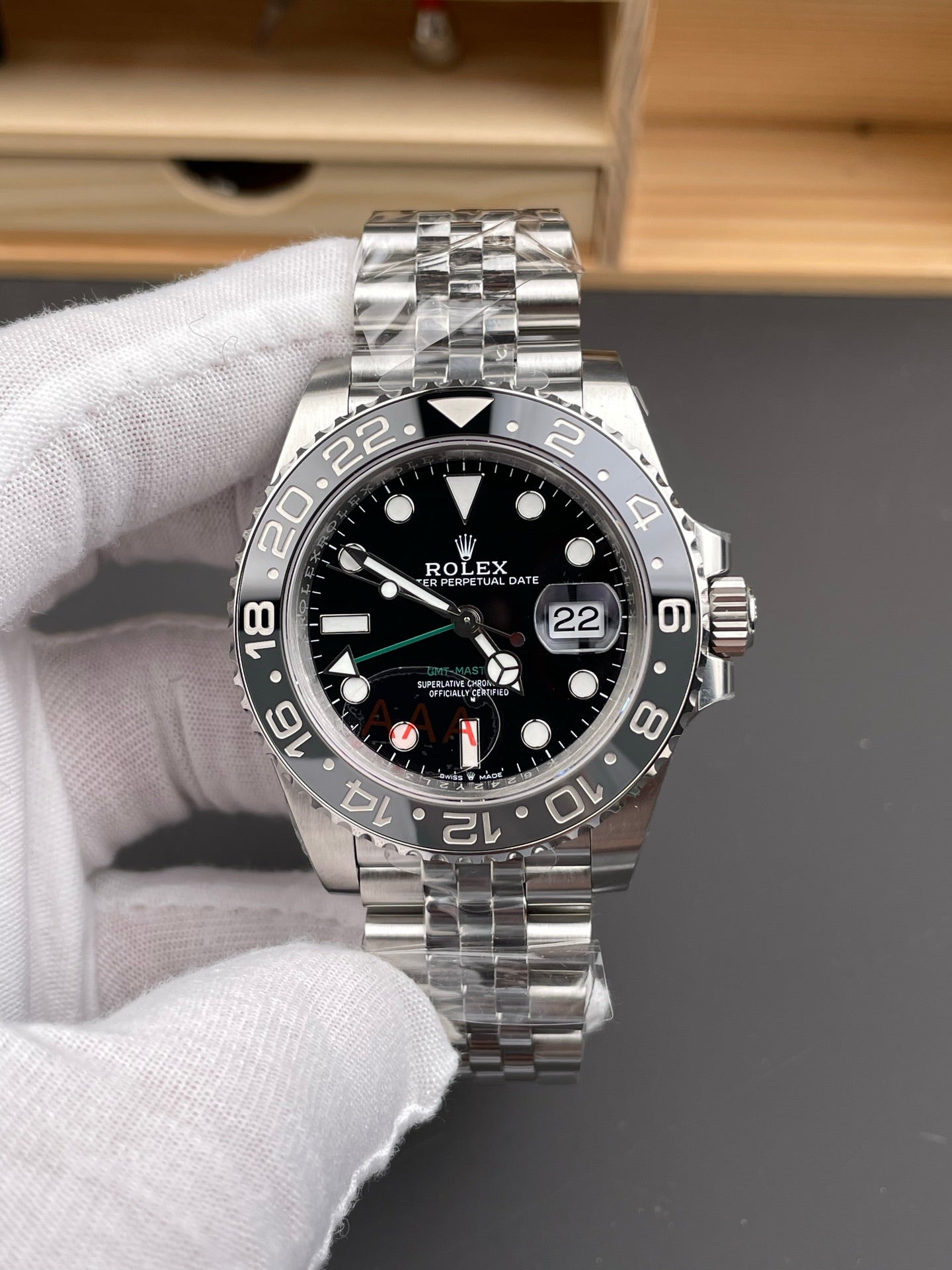 Rolex GMT-Master II Black Dial + Black-Grey Bezel + Steel Bracele