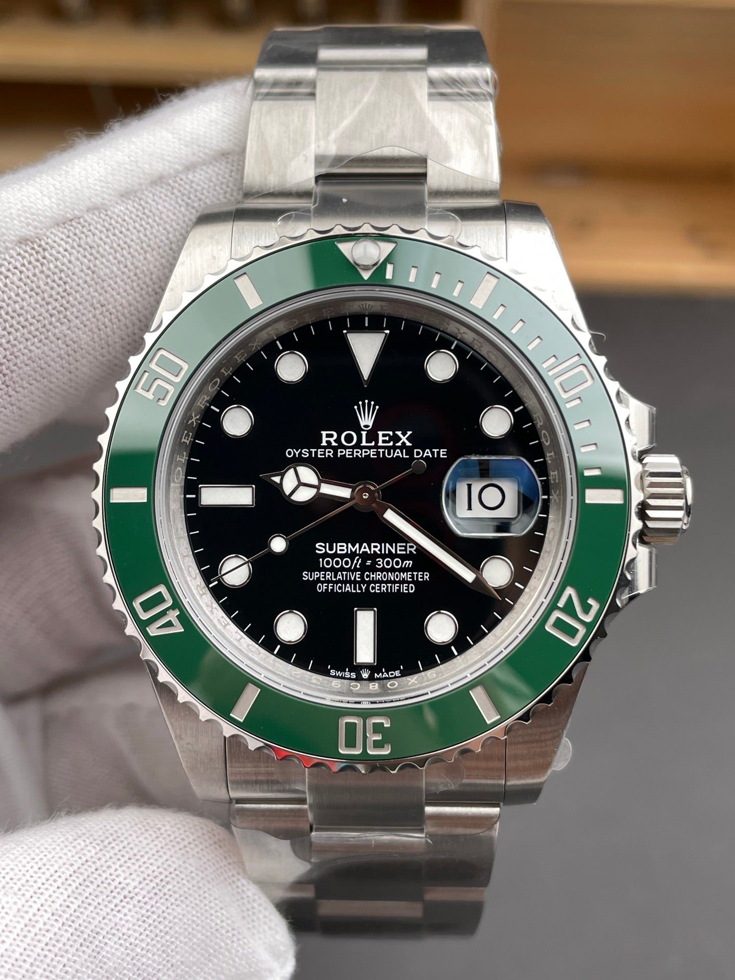 Rolex Submariner Black Dial + Green Bezel + Steel Bracelet